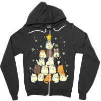 Cat Christmas Tree Christmas Cat Tree   Cat Lover Christmas Zipper Hoodie | Artistshot