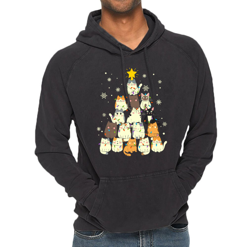 Cat Christmas Tree Christmas Cat Tree   Cat Lover Christmas Vintage Hoodie | Artistshot