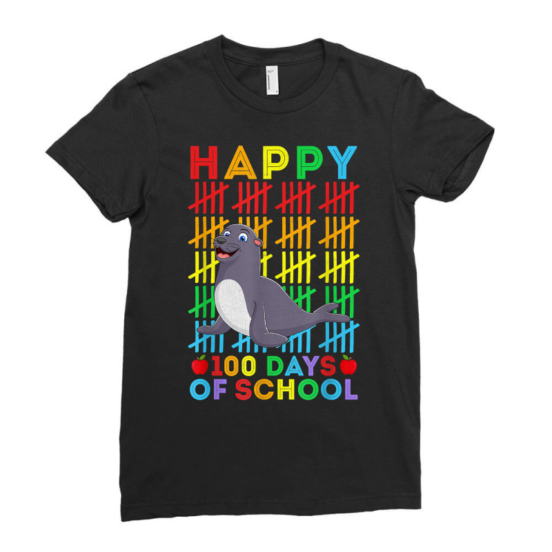 Sea Lion Lovers Teacher Student Happy 100 Days Of School T Shirt Ladies Fitted T-Shirt by barrydygertkkx | Artistshot