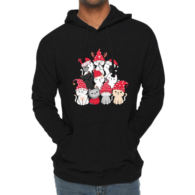 Cat Christmas Tree Lightweight Hoodie | Artistshot