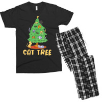 Cat Tree With Cats And Christmas Tree Men's T-shirt Pajama Set | Artistshot