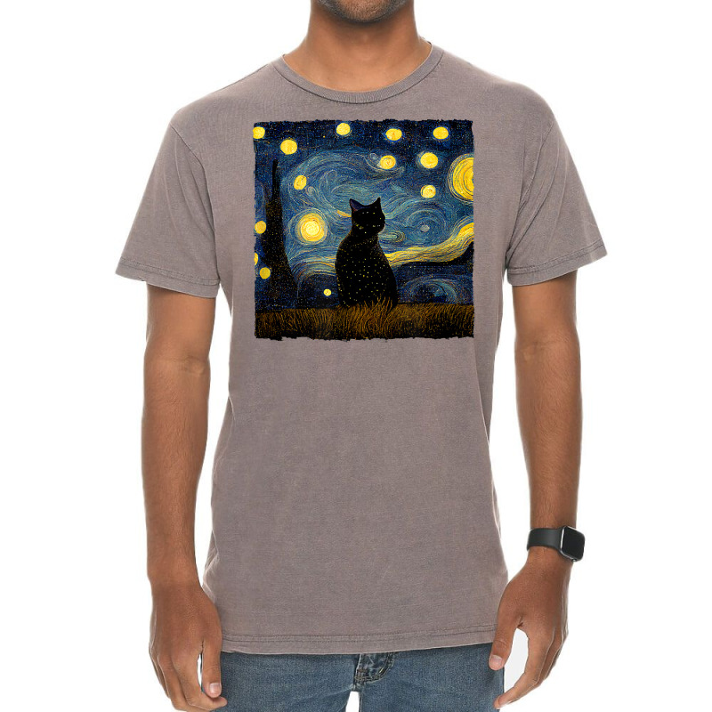 Cats Starry Night Painterly Aesthetic T Shirt Vintage T-Shirt by annien | Artistshot