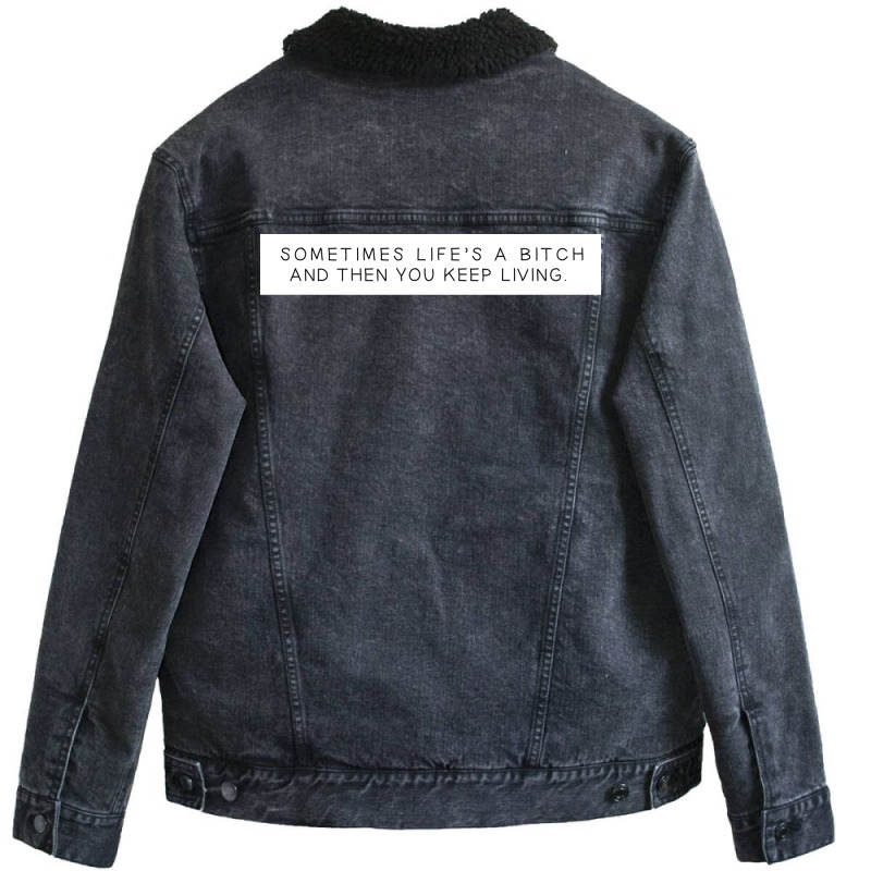 And Then You Keep Living Poster Red Unisex Sherpa-lined Denim Jacket | Artistshot