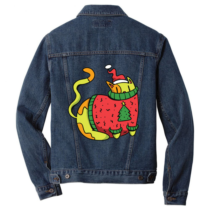 Christmas Cat Cat Christmas Men Denim Jacket | Artistshot