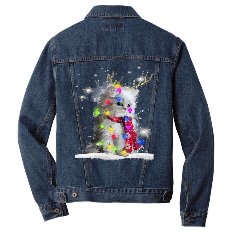 Christmas Cat Cute Baby Cat Christmas Men Denim Jacket | Artistshot