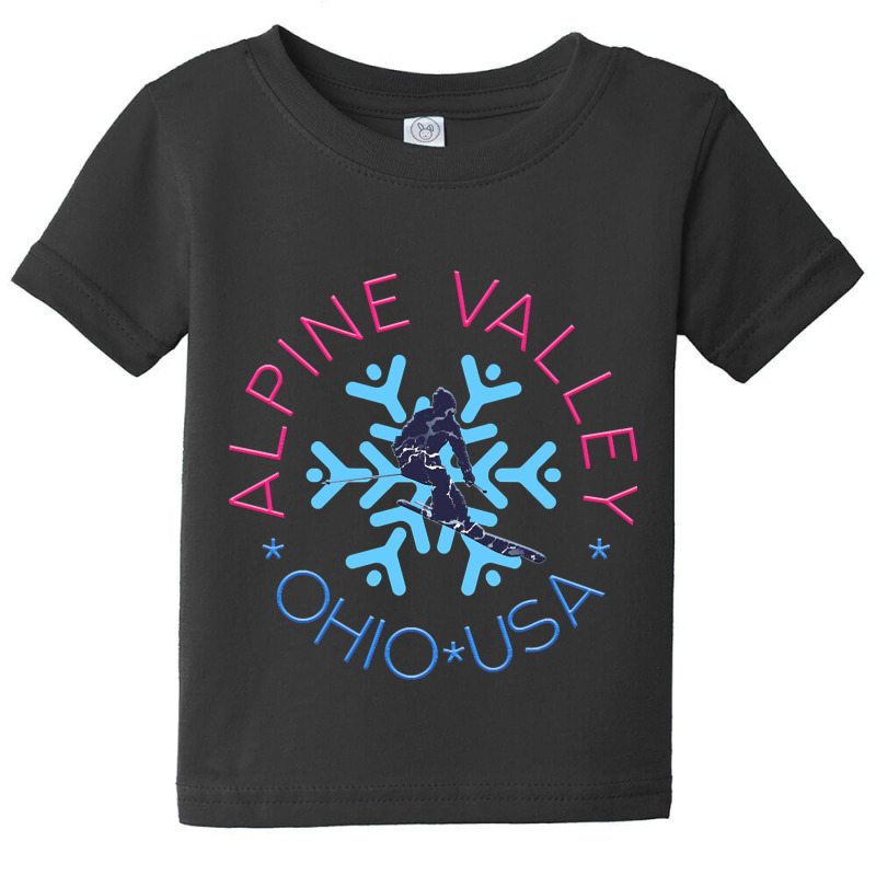 Alpine Valley, Ohio - Man Skier, Blue Snowflake Baby Tee | Artistshot