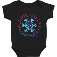 Alpine Valley, Ohio - Man Skier, Blue Snowflake Baby Bodysuit | Artistshot