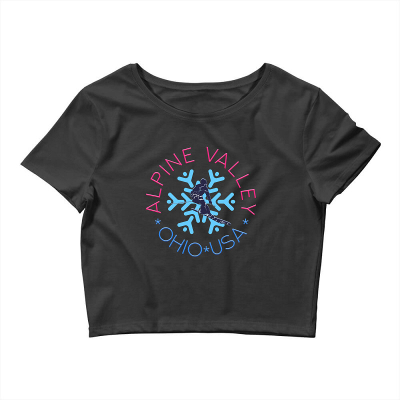 Alpine Valley, Ohio - Man Skier, Blue Snowflake Crop Top by mysofiazo | Artistshot