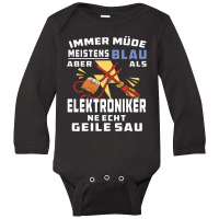 Always Tired Mostly Blue Electronic Technician Long Sleeve Baby Bodysuit | Artistshot