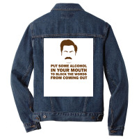 Ron Swanson Poster Girl Men Denim Jacket | Artistshot