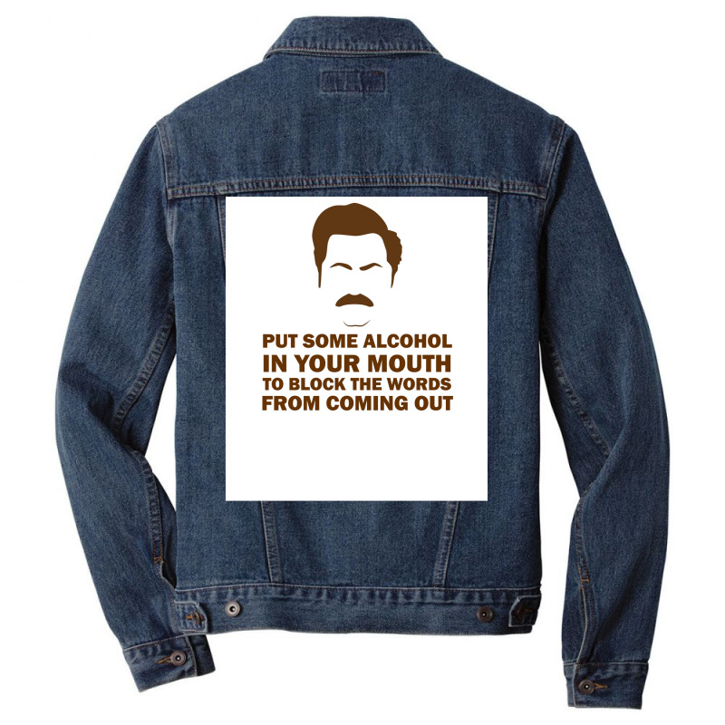 Ron Swanson Poster Girl Men Denim Jacket | Artistshot