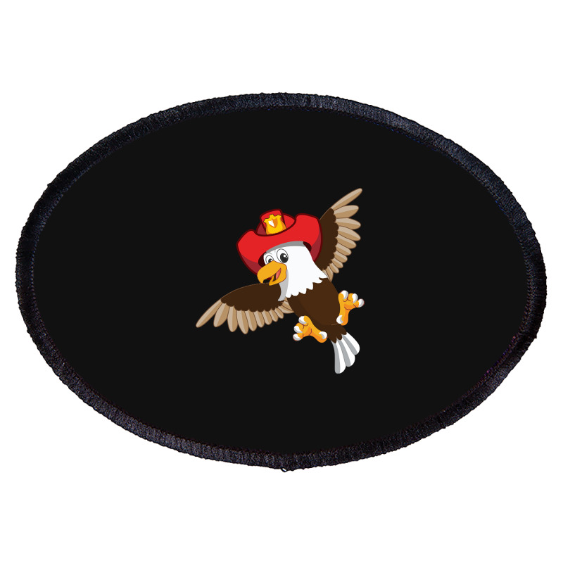 American Bald Eagle Chibi Anime Firefighter Oval Patch | Artistshot