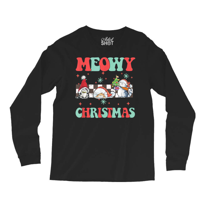 Merry Christmas Cute Cats Funny Ugly Christmas Cat Lover Long Sleeve Shirts | Artistshot