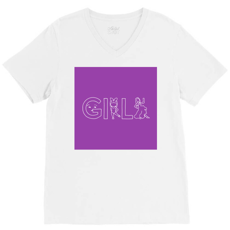 Girls Tv Show Poster Red (1) V-Neck Tee by peatcrascow | Artistshot