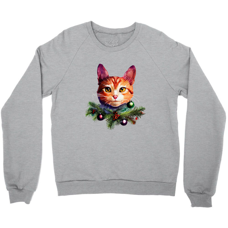 Orange Cat Christmas Vintage Cat Xmas Christmas Cat Pullover Crewneck Sweatshirt | Artistshot