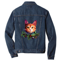 Orange Cat Christmas Vintage Cat Xmas Christmas Cat Pullover Men Denim Jacket | Artistshot