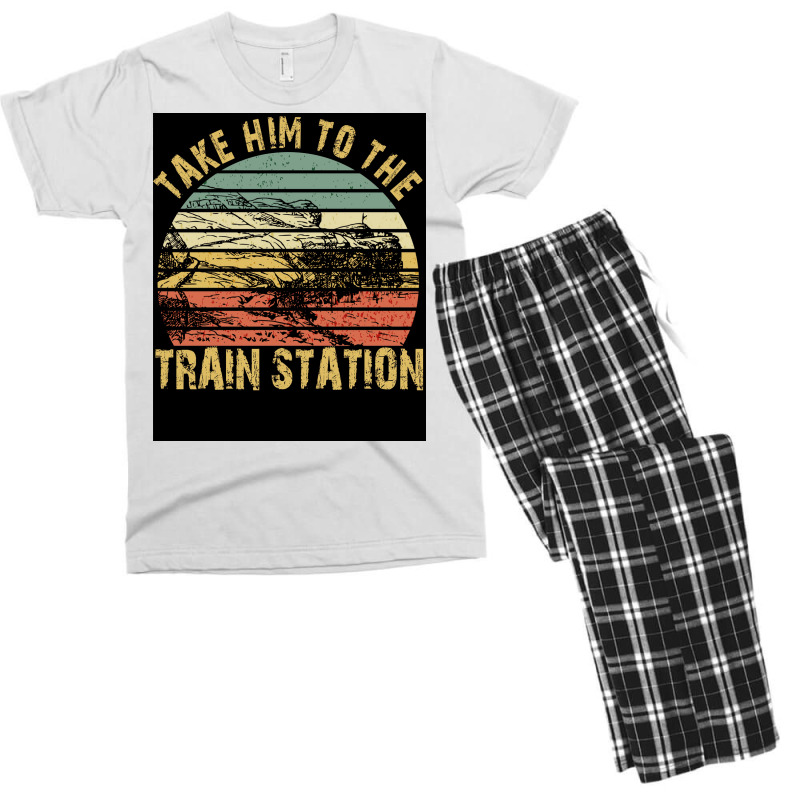 Take Him To The Train Station Poster Green Men's T-shirt Pajama Set | Artistshot