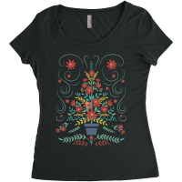 Folk Art Christmas Tree Women's Triblend Scoop T-shirt | Artistshot