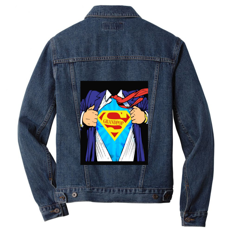 Grandpop Superhero Grandpa Ripped Men Denim Jacket | Artistshot