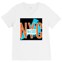 Welcome To The Good Place New York Poster Green V-neck Tee | Artistshot