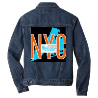 Welcome To The Good Place New York Poster Green Men Denim Jacket | Artistshot