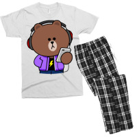 Line Friends Brown Hipster Red Men's T-shirt Pajama Set | Artistshot