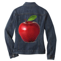 Apple Halftone Ladies Denim Jacket | Artistshot