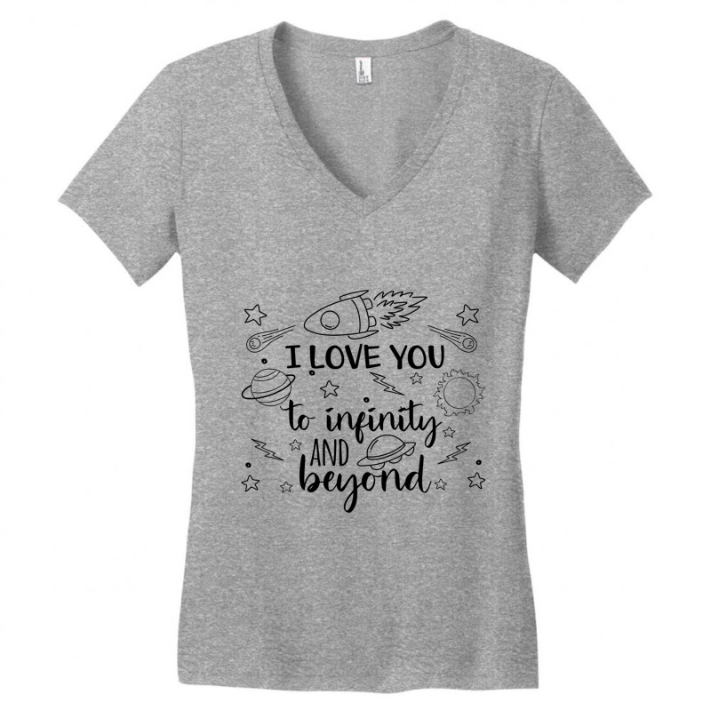 I Love You To Infinity And Beyond Valentine Day Planets Cute Women's V-Neck T-Shirt by JohnNichols89123 | Artistshot