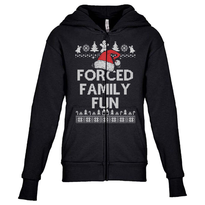 Forced Family Fun Sarcastic Adult Christmas Even Youth Zipper Hoodie by damagegerms19 | Artistshot