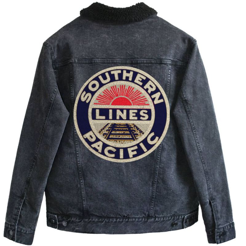 Southern Pacific Lines Railroad Girl Nature Unisex Sherpa-Lined Denim Jacket by jegatjinty9 | Artistshot