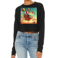 Surreal Magic Metaphysic Cat With Hot Air Balloon T Shirt Cropped Sweater | Artistshot