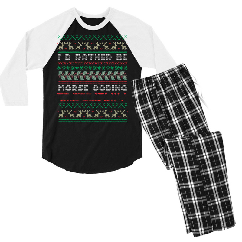 Christmas Ham Radio Ham Operator Amateur Ugly Christmas Sweatshirt Men's 3/4 Sleeve Pajama Set by kleebbi | Artistshot