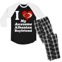 I Love My Albanian Boyfriend Interracial Matching Couples Men's 3/4 Sleeve Pajama Set | Artistshot