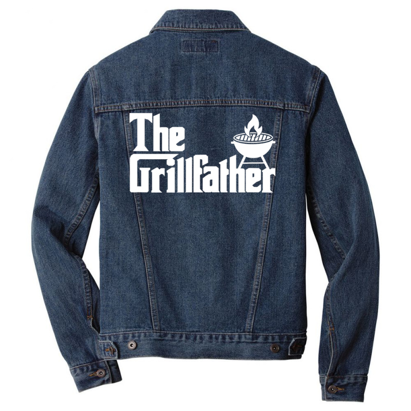 Trending Mens The Grillfather Grilling Grill Father Dad Grandpa Bbq Men Denim Jacket by yumgaugeteuda | Artistshot