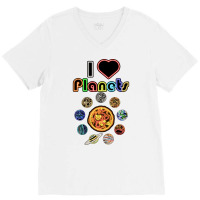 Electric Solar System I Love Quote Girl V-neck Tee | Artistshot