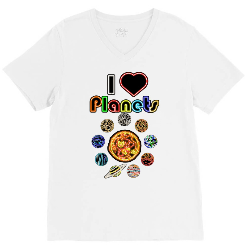 Electric Solar System I Love Quote Girl V-Neck Tee by zeynelntiwaam | Artistshot