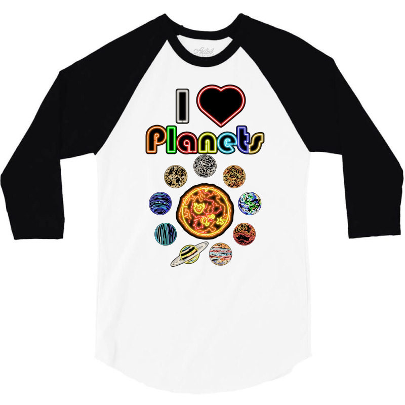 Electric Solar System I Love Quote Girl 3/4 Sleeve Shirt by zeynelntiwaam | Artistshot