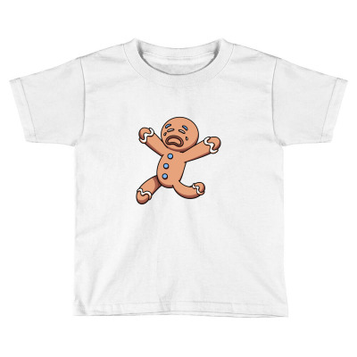 Crying Scared Running Gingerbread Man Cartoon Toddler T-shirt Designed By Marinadira