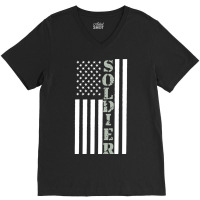 American Usa Flag Soldier For Veterans V-neck Tee | Artistshot