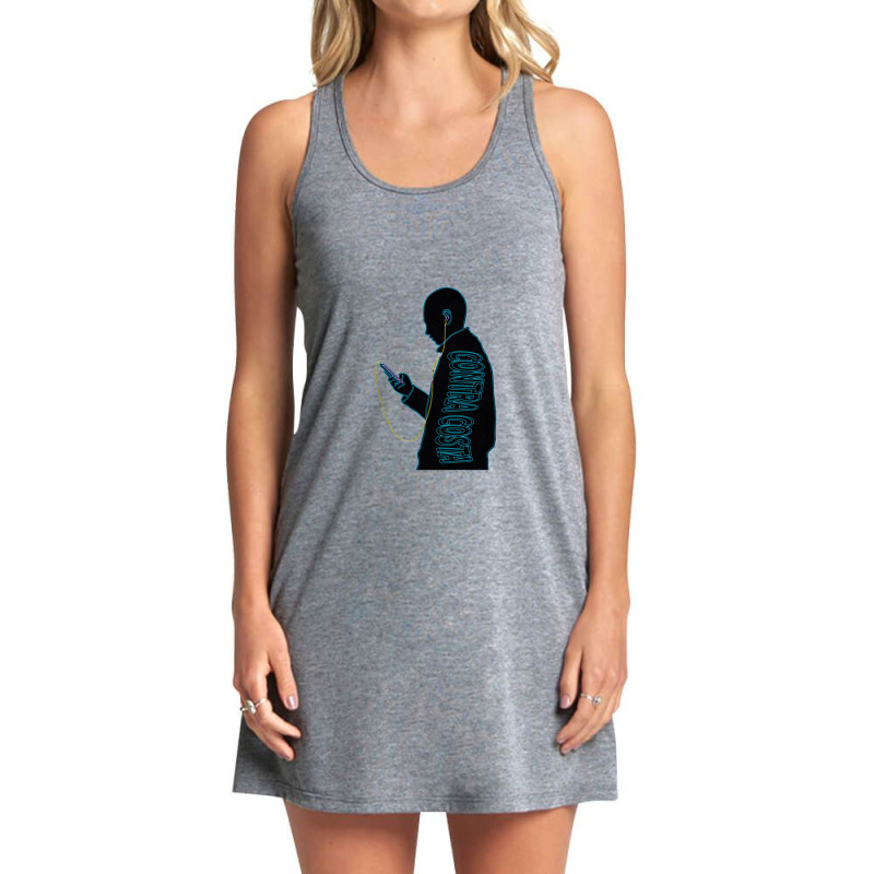 A Man With Earphone Silhouette Contra Costa California Tank Dress by cissouOrshi | Artistshot