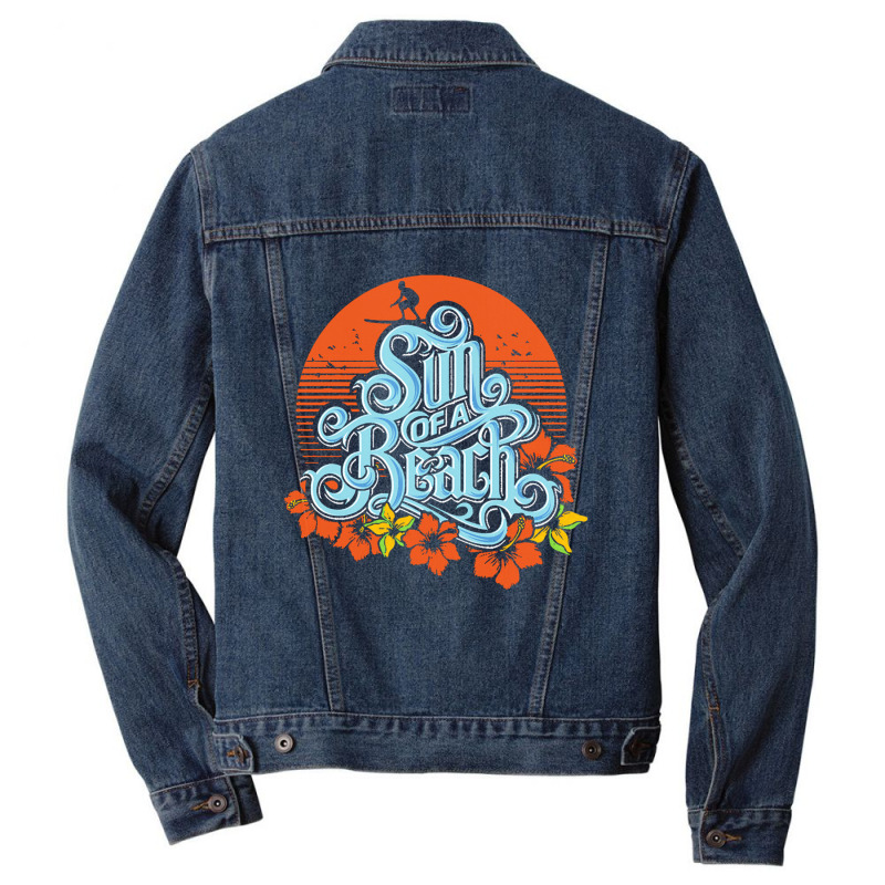 Holiday T Shirt Holiday Beach Sunshine Surfer Neg Men Denim Jacket by Claire J Tinsley | Artistshot