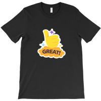 Great ! Word Great And Yellow Hand With Thumb Up. Colorful Illustratio T-shirt | Artistshot