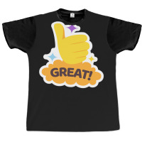 Great ! Word Great And Yellow Hand With Thumb Up. Colorful Illustratio Graphic T-shirt | Artistshot