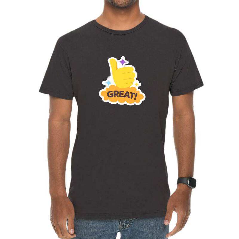 Great ! Word Great And Yellow Hand With Thumb Up. Colorful Illustratio Vintage T-shirt | Artistshot