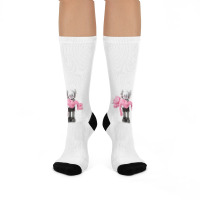 'kaws' Helping Pink Crew Socks | Artistshot