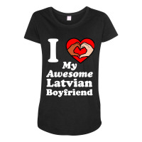 I Love My Latvian Boyfriend Interracial Matching Couples Maternity Scoop Neck T-shirt | Artistshot