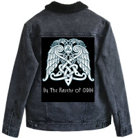 By The Ravens Of Odin Dark  Red Unisex Sherpa-lined Denim Jacket | Artistshot