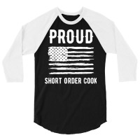 Proud Short Order Cook Profession American Flag T Shirt 3/4 Sleeve Shirt | Artistshot