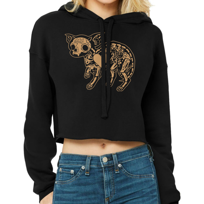 Sugar Skull Chihuahua Calavera Day Of The Dead Cool Gift Cropped Hoodie by VictorMRodriguez | Artistshot