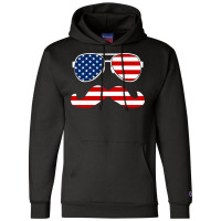 Funny Mustache Usa Flag 4th Of July  Men Women Cool Summer Champion Hoodie | Artistshot